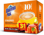 Jamaica Mountain Peak Caramel 3 in 1 Instant Coffee Mix, Coffee Creamer and Cane Sugar (10 Sachets x 24g), Rich Caramel Flavor, Smooth and Creamy, Just Add Water