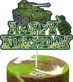 1 PC Camouflage Cake Topper Camo Green Happy Birthday Cake Decoration for Army Soldier Military Theme Baby Shower Supplies