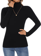 Turtleneck Sweaters for Women Ribbed Long Sleeve Pullover Sweater Slim Fit Jumpers Casual Trendy Knit Tops
