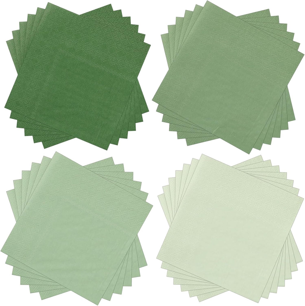 Layhit 100 Pcs Cocktail Napkins Disposable Beverage Napkins Square Paper Dessert Tissue for Wedding Birthday Celebration Party Supplies(Sage Green,5 x 5 Inch)
