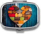 Pill Box Pill Case for Woman Weekly Pill Organizer Wooden Wall Center Small Pillbox Pill Container with 3 Compartments Portable Vitamin Holder Boxes for Travel Medicine Organizer