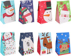 Linelglobal Christmas Treat Bag, Small Xmas Gift Bag for Kid Holiday Goodie Party Favor Paper 24 Pack