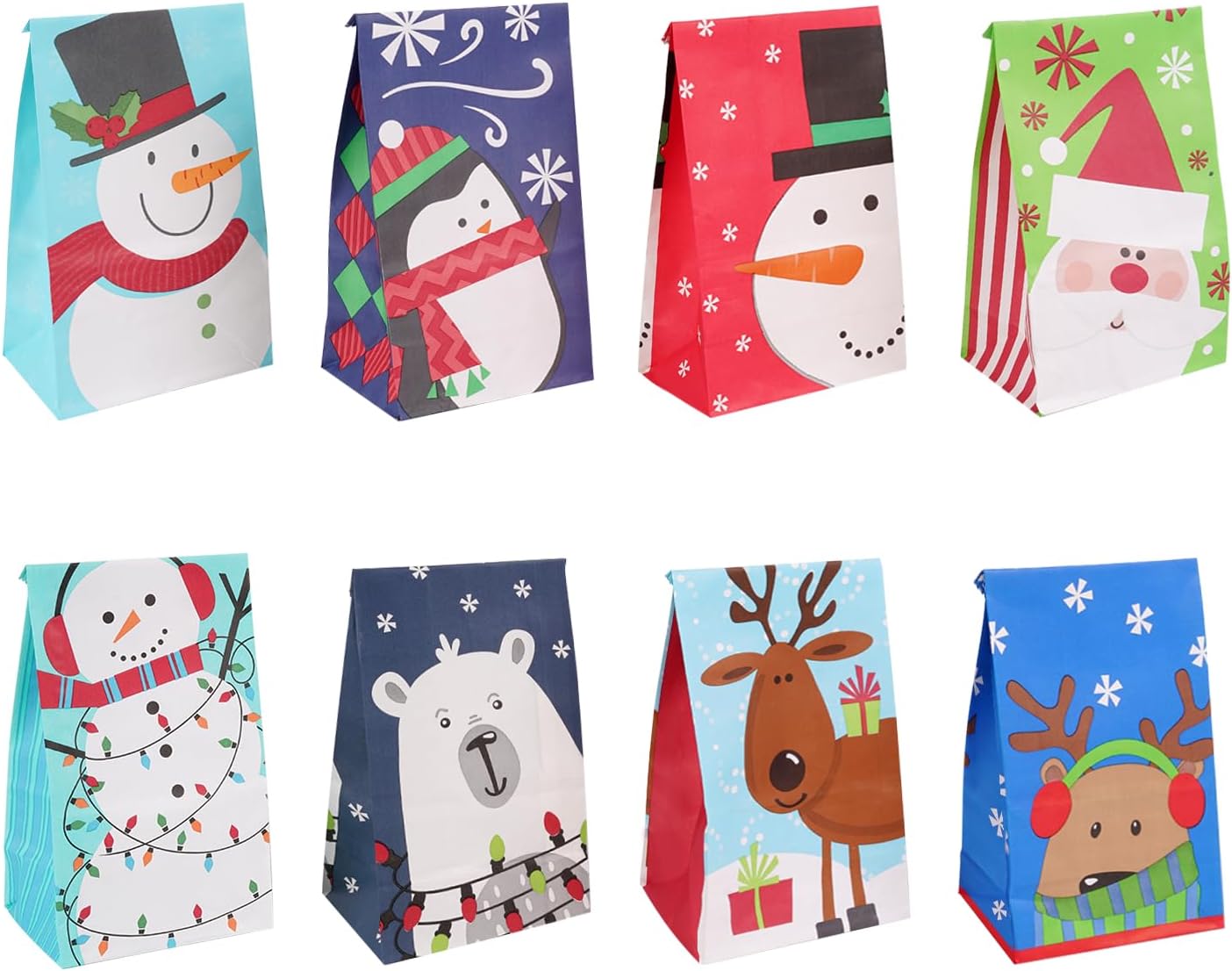 Linelglobal Christmas Treat Bag, Small Xmas Gift Bag for Kid Holiday Goodie Party Favor Paper 24 Pack