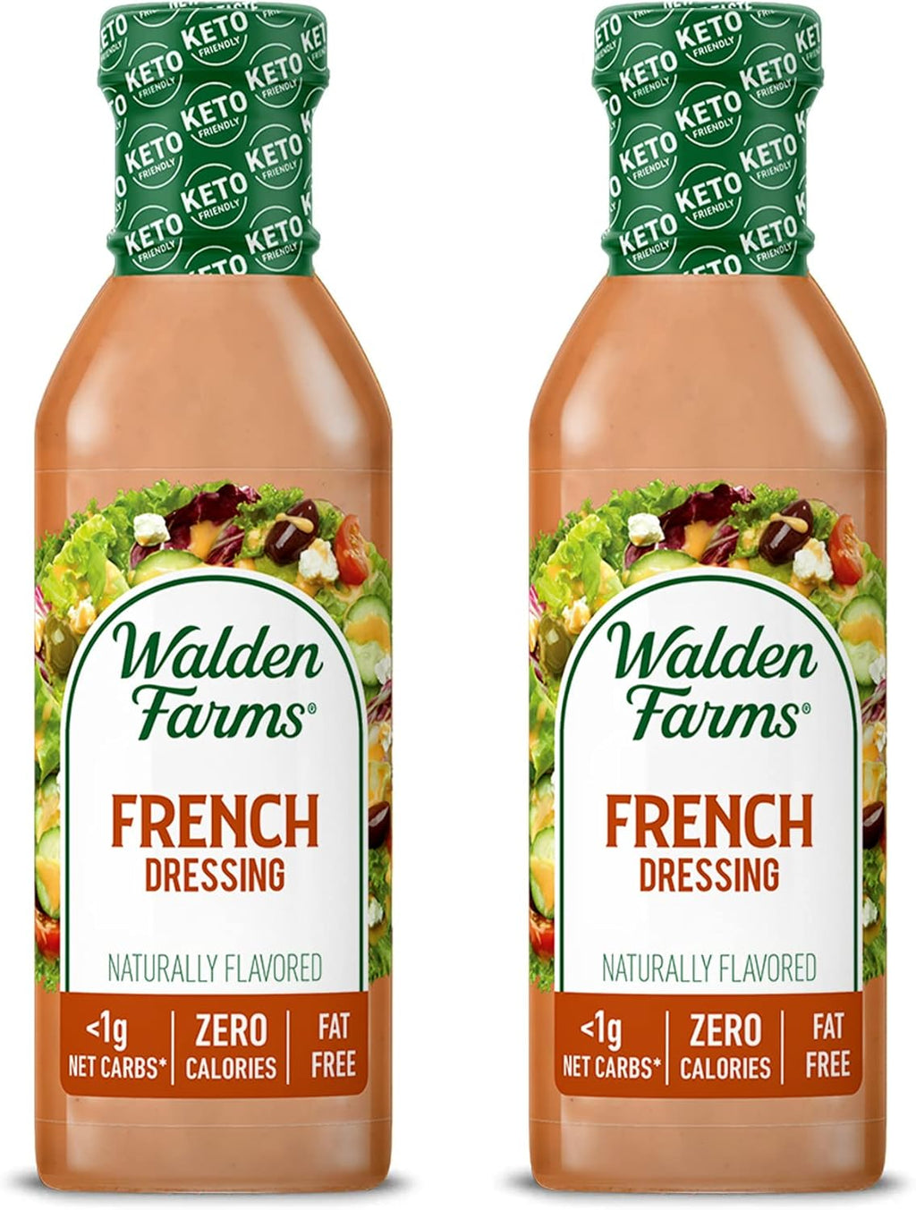 Walden Farms French Dressing – Calorie-Free, Gluten-Free, Low Carb, Keto-Friendly, Sugar-Free, Fat-Free, Dairy-Free Sweet & Tangy French Flavor – 2-Pack, 12 oz Bottles
