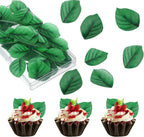 100 Pcs Edible Leaves Cupcake Toppers, Wafer Paper Leaf Cake Toppers Edible Leaf Cake Topper Green Leaves Cakes Decoration for Hawaii Aloha Summer Jungle Theme Wedding Birthday Baby Shower