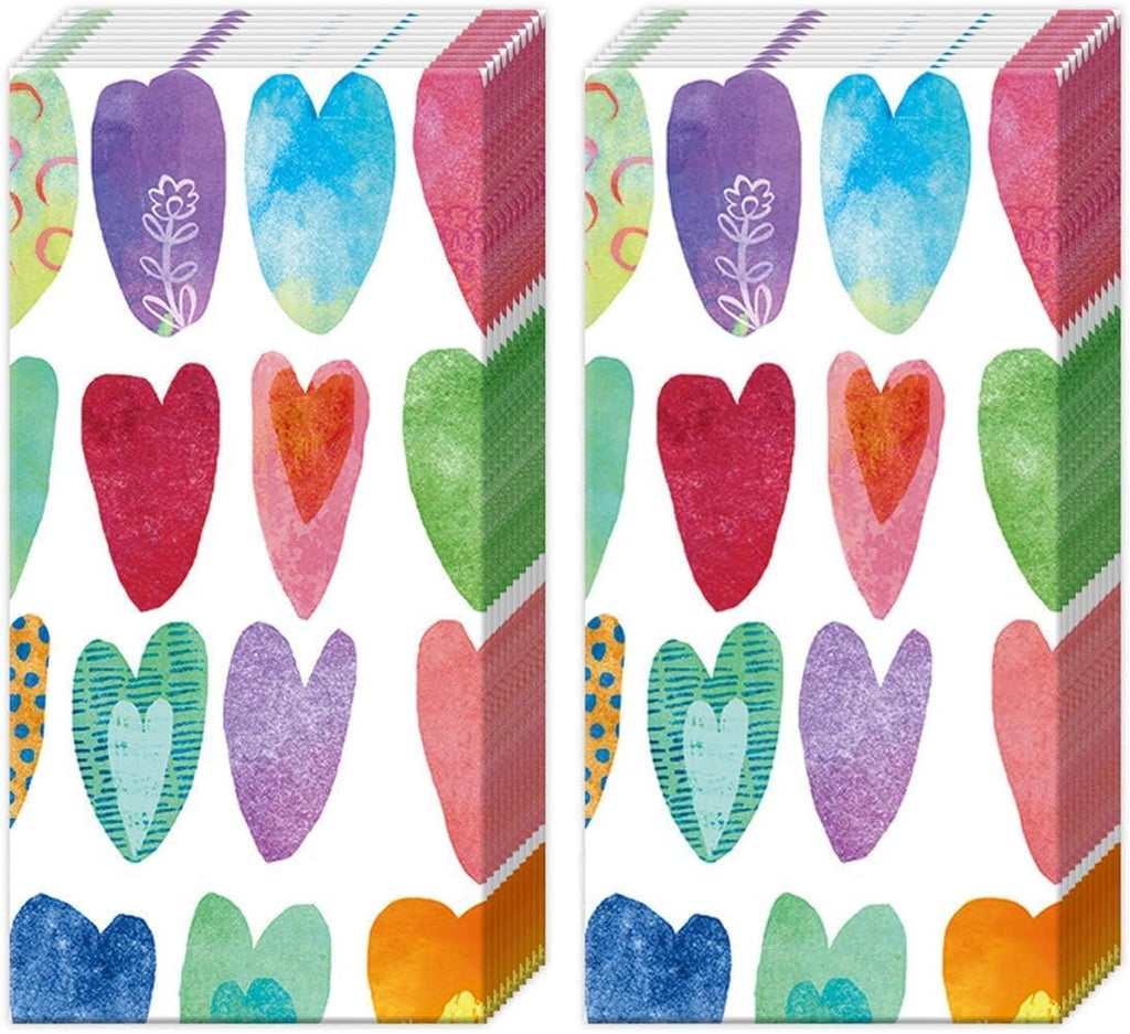 IHR Ideal Home Range Pocket Tissues 4-Ply Facial Tissue Pack, 10-Count, Rainbow Hearts, 2-Pack Only