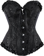 Springcmy Women Plus Size Christmas Santa Claus Corset Tops Boned Overbust Bustier Shapewear Lace Up Fur Trim Push Up Costume