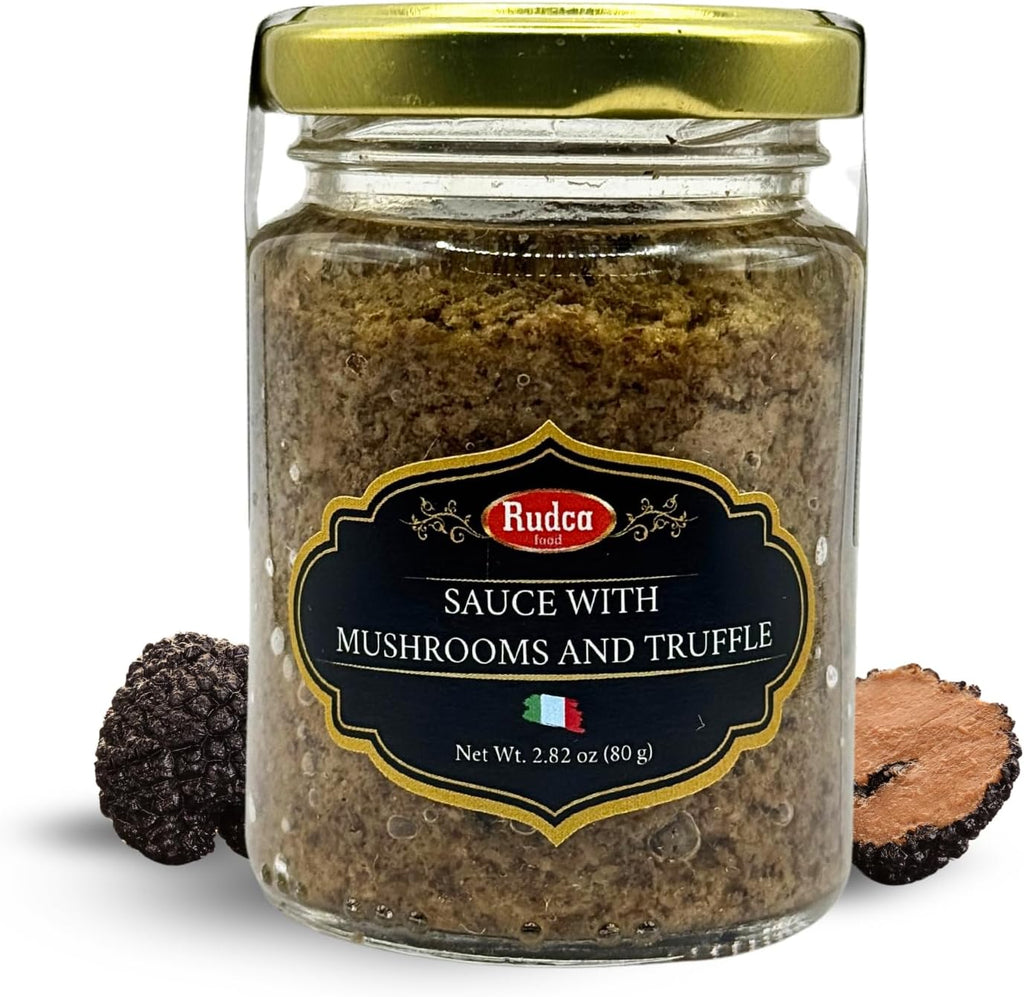 Rudca Food Italian Gourmet Truffle Sauces & Spreads – 100% Natural Truffle Condiment for Pasta, Risotto, Meats & Bruschetta – Authentic Italian Taste – 2.82 oz (80g) (Black Truffle Mushroom)