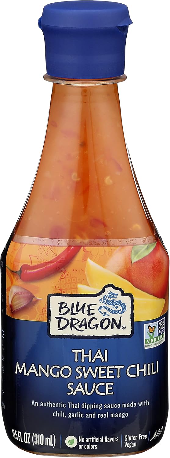 Blue Dragon Thai Mango Sweet Chili Sauce, Dipping Sauce, Marinade, Squeezy Bottle, Gluten Free, Vegan, 10.5 Ounce (Pack of 1)