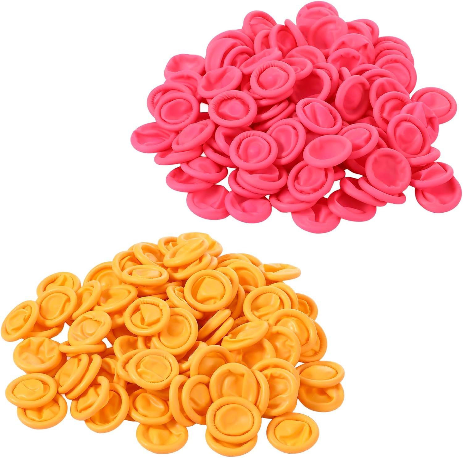 200 PCS Finger Cots Pink, Anti-Static Rubber Fingers Tips Protector, Disposable Latex Finger Covers for Protect Keeping Dressing Dry and Clean (Pink, Yellow, M)