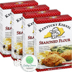 Kentucky Kernel Seasoned Flour Mix Coating Bulk 10 oz (4-Pack), 40 Total Ounces, Chicken, Chops, Beef, Seafood, Vegetables, Fried Pickles and Gravies With Galley Grove Sugar Free Mints