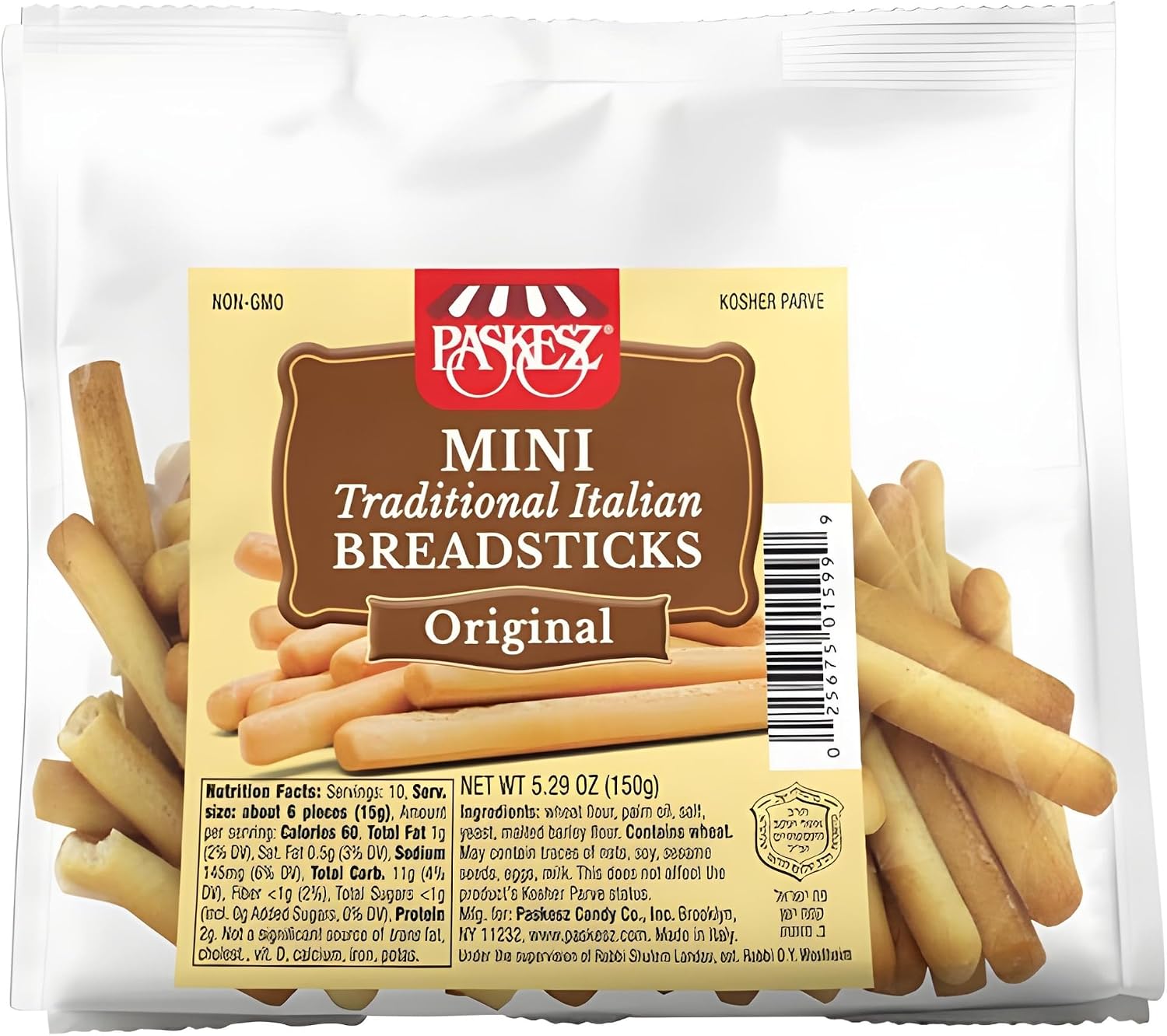 Snacktery Mini Breadsticks – Original Grissini, All Natural Italian Breadsticks, Non-GMO – 5.29 Ounce, 4 Packs