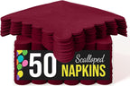 Party Solids Burgundy Scalloped Napkins Disposable 50 Pcs 2-Ply Burgundy Scalloped Cocktail Napkins Paper Everyday for Cocktail Parties, & Party Supplies