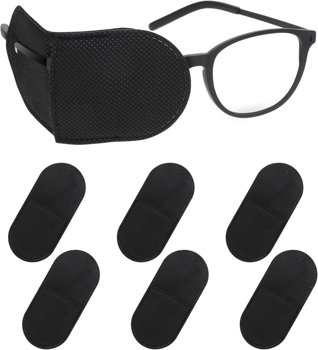 Ouligay 6pcs Glasses Eye Patch Black Eye Patch Reusable Lazy Eye Patch Adult Medical Eye Patches for Adults to Treat Lazy Eye Amblyopia Strabismus