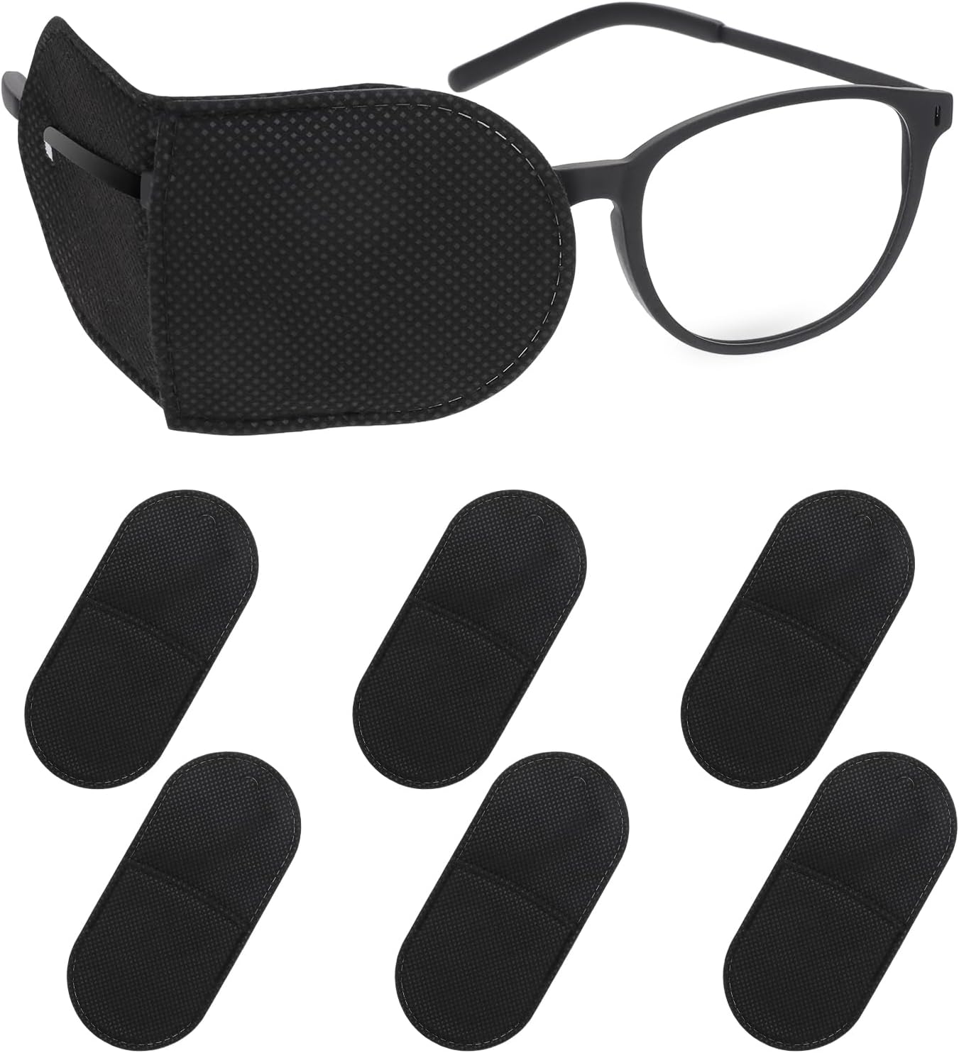 Ouligay 6pcs Glasses Eye Patch Black Eye Patch Reusable Lazy Eye Patch Adult Medical Eye Patches for Adults to Treat Lazy Eye Amblyopia Strabismus