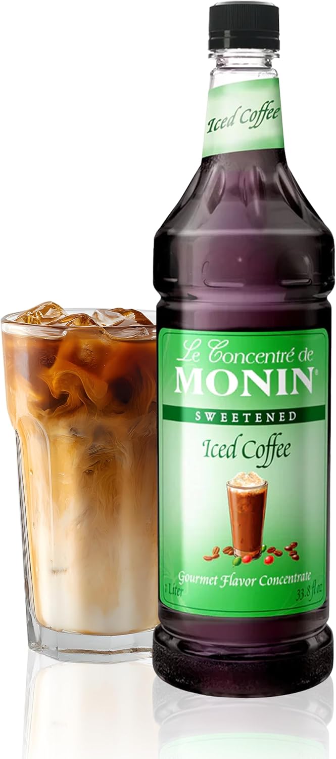 Monin - Premium Iced Coffee Concentrate | Clean Label with No Artificial Flavors, No Artificial Preservatives (BPA-Free Plastic Bottle, 1 Liter)