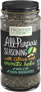 Frontier Co-op All-Purpose Seasoning, Onion, Parsley, Basil, Lemon Peel, Thyme, Garlic and other Aromatic Spices, Salt Free, Kosher | 1.2 Ounce (Pack of 1)