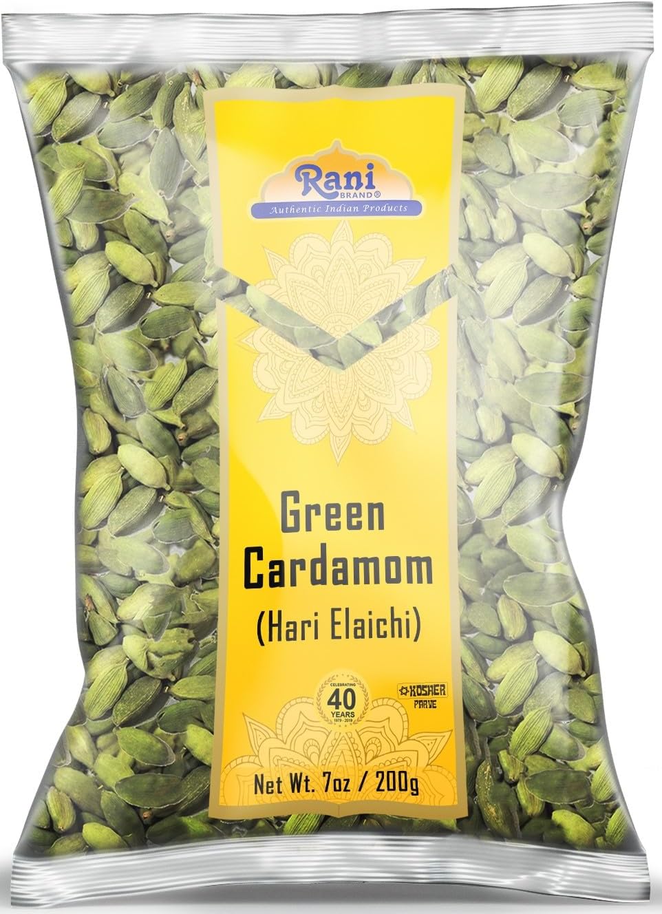 Rani Green Cardamom Pods Spice (Hari Elachi) 7oz (200g) ~ All Natural | Vegan | Gluten Friendly | NON-GMO | Kosher | Product of India