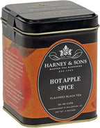 Harney & Sons Hot Apple Spice Tea, Loose leaf, Flavored Black tea, 4 oz tin
