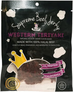 Supreme Beef Jerky, Halal Beef Jerky, Zabiha Halal Certified Beef, Handcrafted Gourmet Meat Snacks, 2.5 oz Western Teriyaki, 2.5 Ounce, Pack of 1
