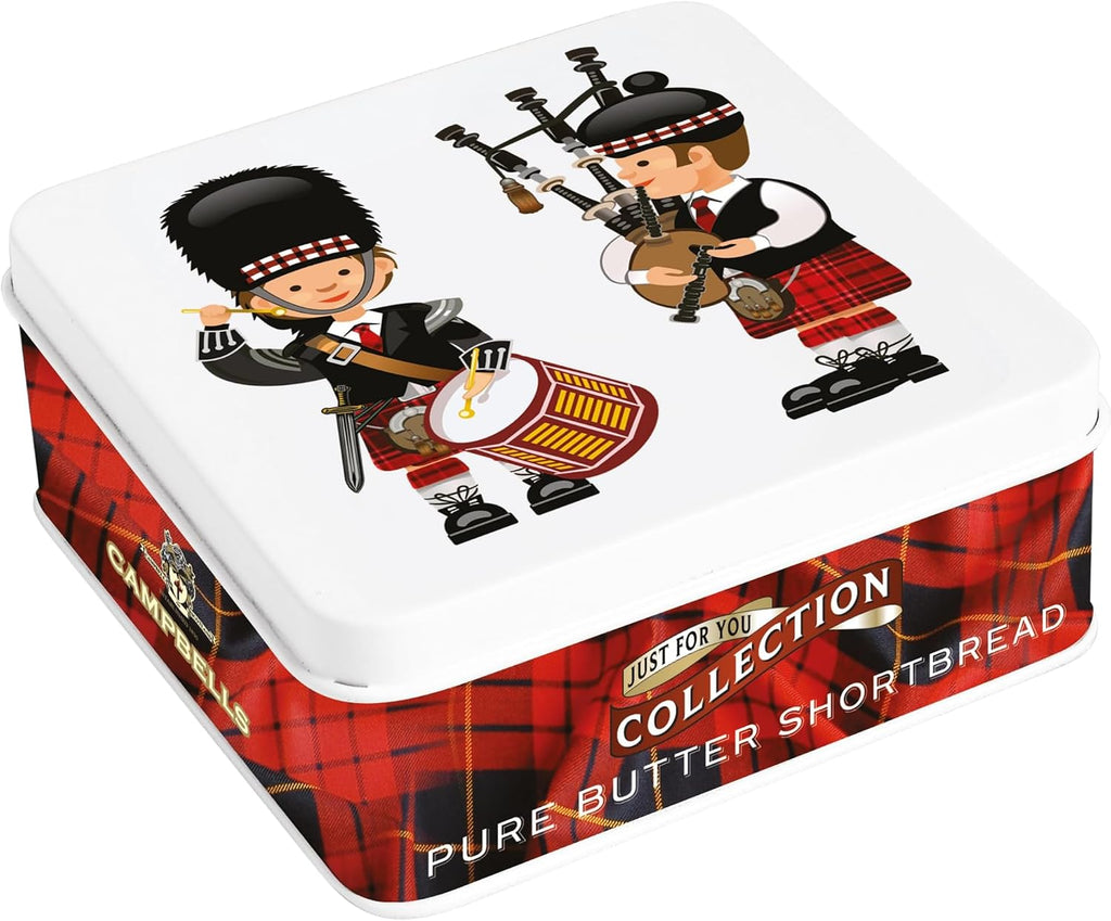 Campbells Shortbread Fingers Pipers Tin 3.2 Oz (90g) - Pure Butter Scottish Shortbread Cookies from Scotland, Crumbly Butter Fingers, British Tea Biscuits & Snacks, Scottish Treats in Gift Tin