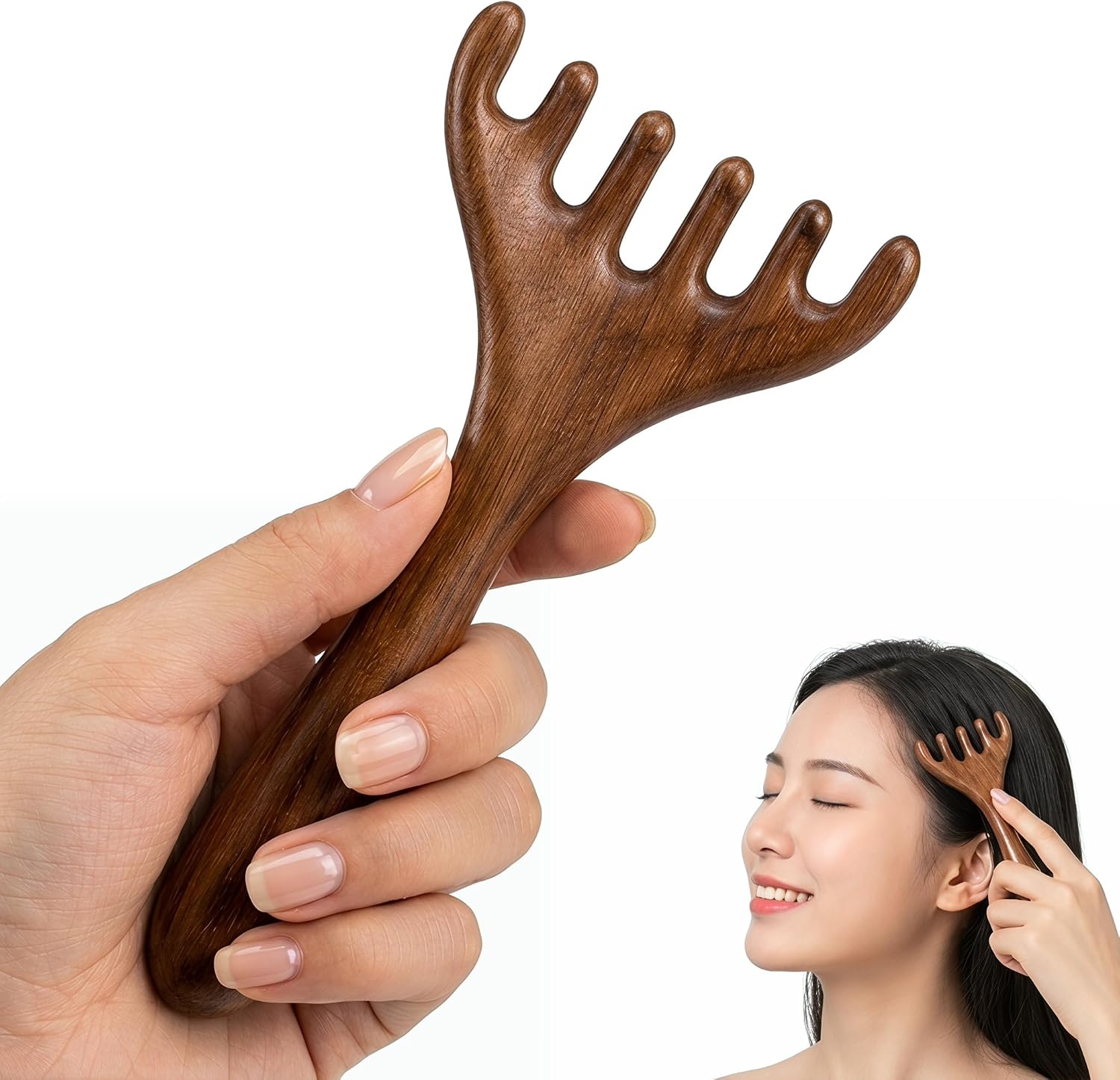 Healeved Wooden Scalp Massager Comb with Wide Teeth for Acupoint Relaxation, Portable Natural Wood Hair Massage Tool for Scalp Care and Head Tension Relief Home and Travel