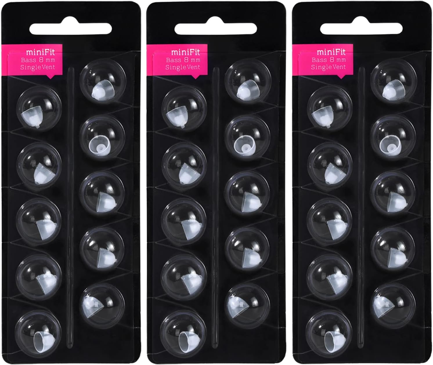 Hearing Aid Domes for Oticon Replacements,Oticon Minifit Single Vent Bass Domes (8 mm/3 Pack）,Universal Domes for Oticon Hearing Aid Supplies