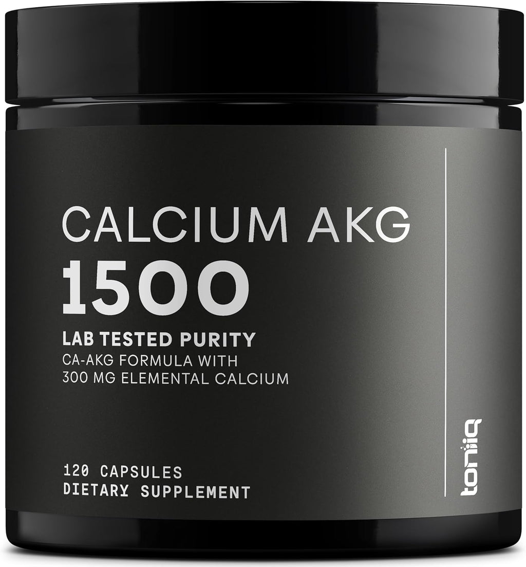 Toniiq 1500mg Ultra High Purity Ca AKG Supplement - 99%+ Highly Purified and Bioavailable Calcium Alpha-Ketoglutarate - Calcium AKG Longevity Supplement - 120 Ca-AKG Vegetarian Capsules