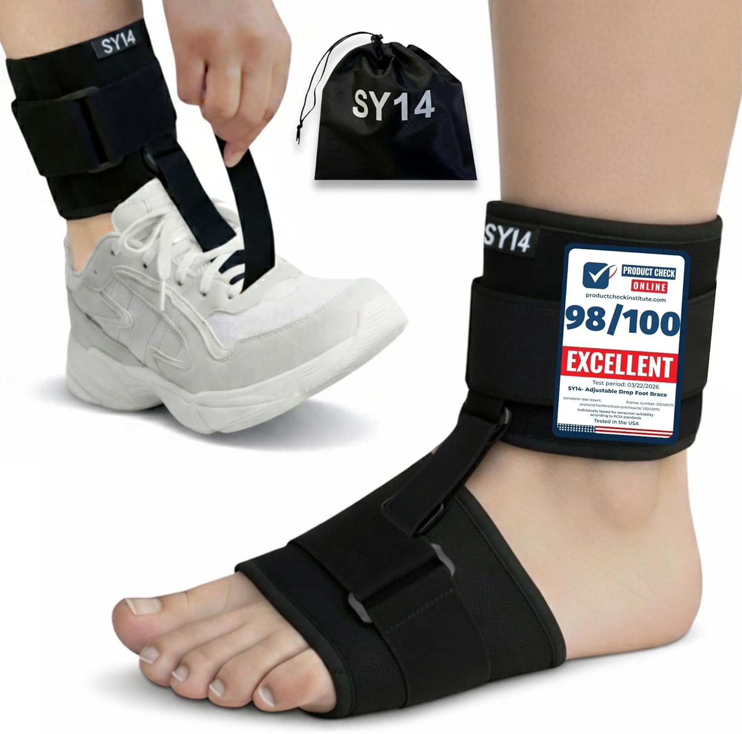 Premium Adjustable Drop Foot Brace For Walking Foot Up AFO Brace Unisex Fits for Right Left Ankle Foot Orthosis Ankle Brace Support Improve Walking Gait Dropped Foot Brace