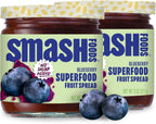 Smash Foods Blueberry Jam | Low-Calorie, No Sugar Added Keto Jam with Upcycled Fruit & Chia Seeds | Vegan, Paleo Superfood Fruit Spread (2 Jars)