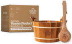 Red Cedar Sauna Bucket and Ladle Set 6L (1.6 Gallon) - Natural Rope Handle - Premium Red Cedar Wood - Natural Aroma - Elegant Gift-Ready Packaging