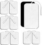 TENS Unit Electrode Pads, 10PCS 2"x 3.5" Large TENS Self-Adhesive Electrodes Pads Replacement with Plug 2.0mm for TENS Machine Massager, Reusable and Latex-Free