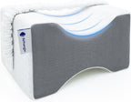 Knee Pillow for Side Sleepers,Knee Pillow,Leg Pillow for Side Sleeping,Hip Pain and Smooth Spine Alignment Pillows,Memory Foam Ergonomic and with Cover and Removable Straps,White/Gray