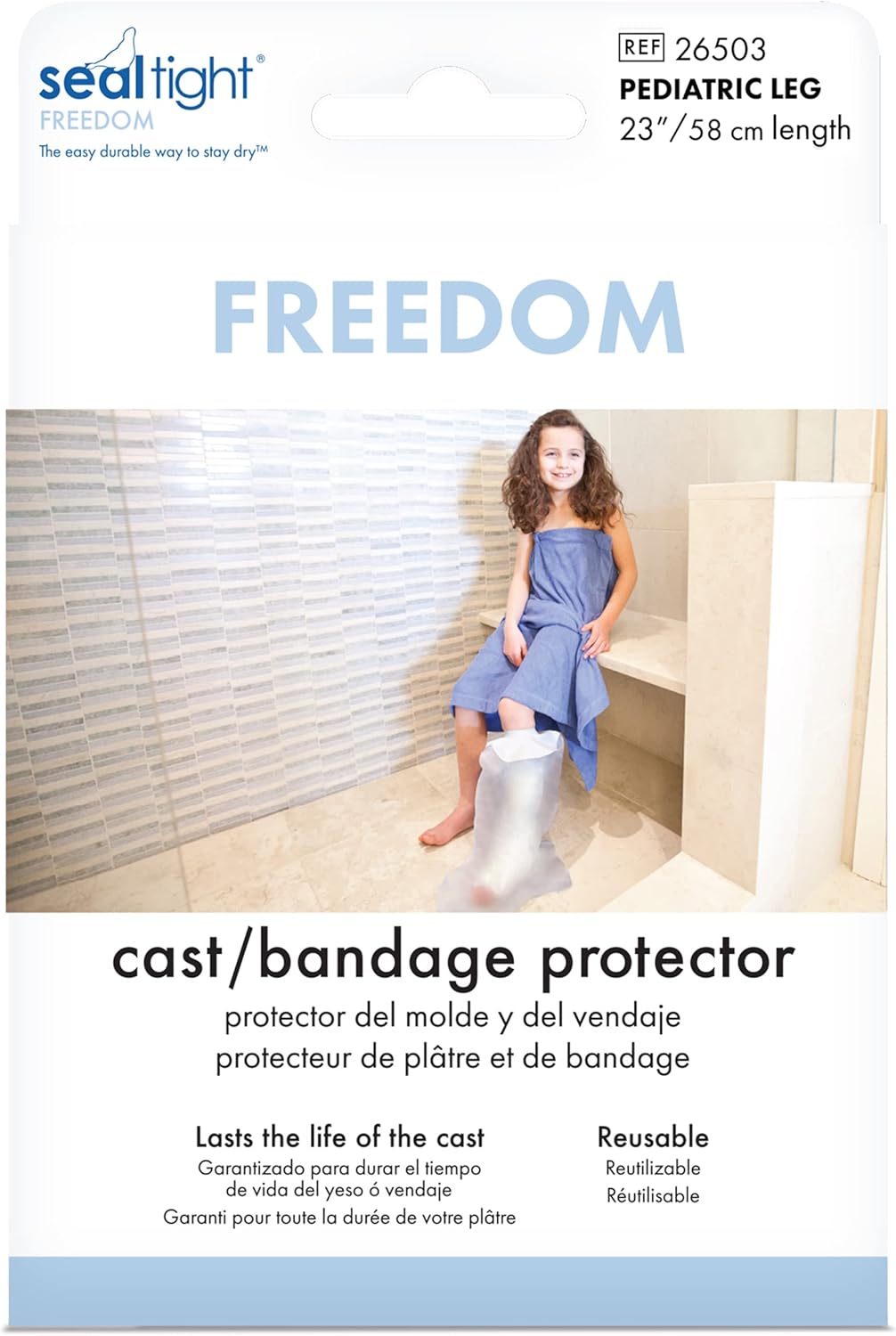 Brownmed - Seal-Tight Freedom Cast & Bandage Protector - Kid's Leg & Foot Cast Cover for Showers & Swimming - Durable Shower Bag for Leg Cast - Pediatric Leg