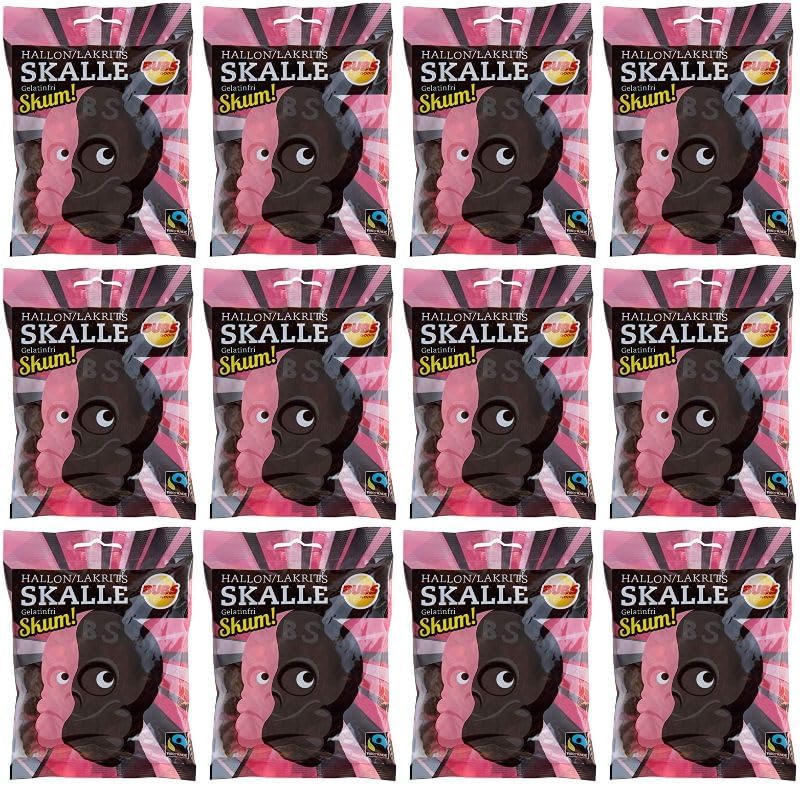 Bubs Skull Raspberry Foam Liquorice 12 Packs of 90g