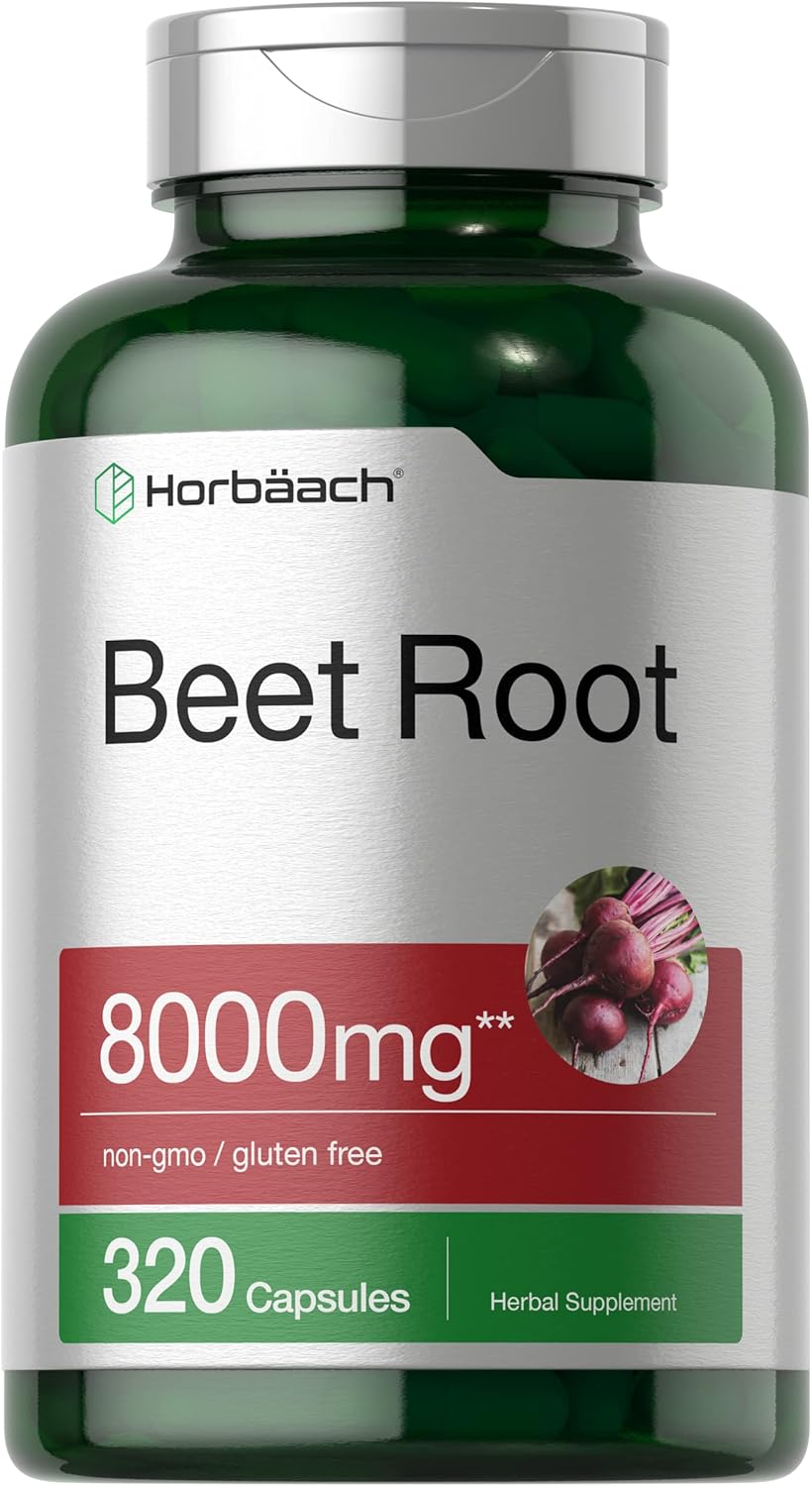 Horbäach Beet Root Powder Capsules | 320 Pills | Non-GMO, Gluten Free Formula | High Potency Herbal Extract Supplement
