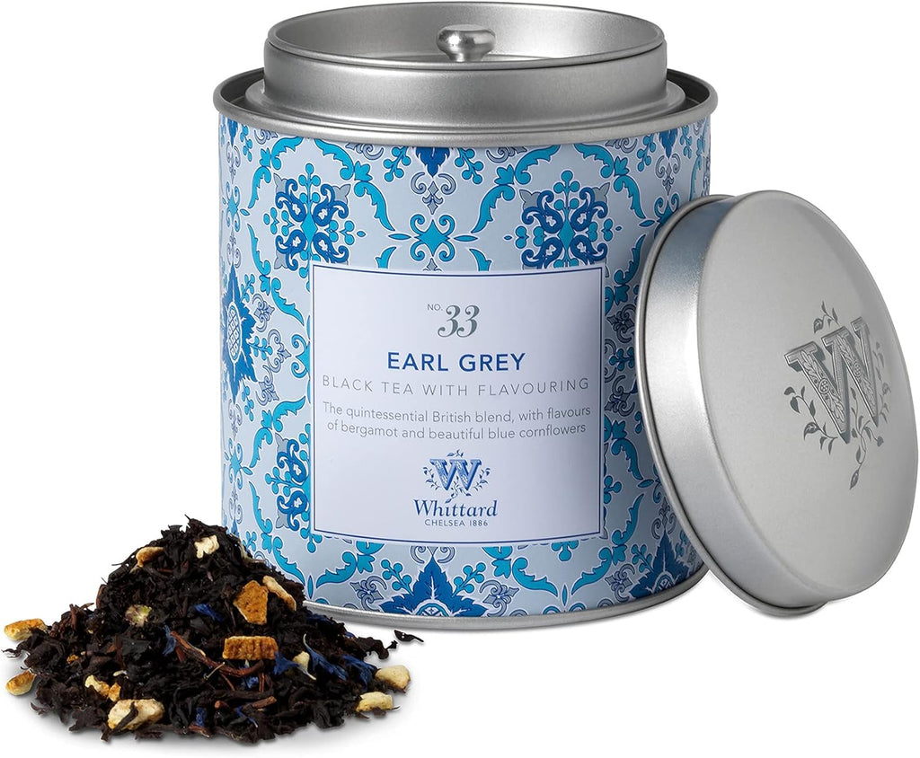 Whittard of Chelsea - Earl Grey Loose Leaf Tea, Black, Vegetarian & Vegan Friendly, Resealable Tin (100g, 1ct)