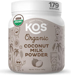 KOS Organic Coconut Milk Powder, USDA Certified Organic - 0g Sugar, MCT Plant Based Creamer for Coffee, Smoothies, Vegan, Keto, Paleo Friendly, Non-GMO, Gluten or Dairy- 12.6oz, 179 Servings