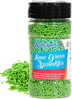 Bakerpan Lime Green Jimmies Sprinkles - 6 Ounces Lime Green Sprinkles for Cake Decorating, Edible for Cupcakes, Ice Cream (Made in USA)