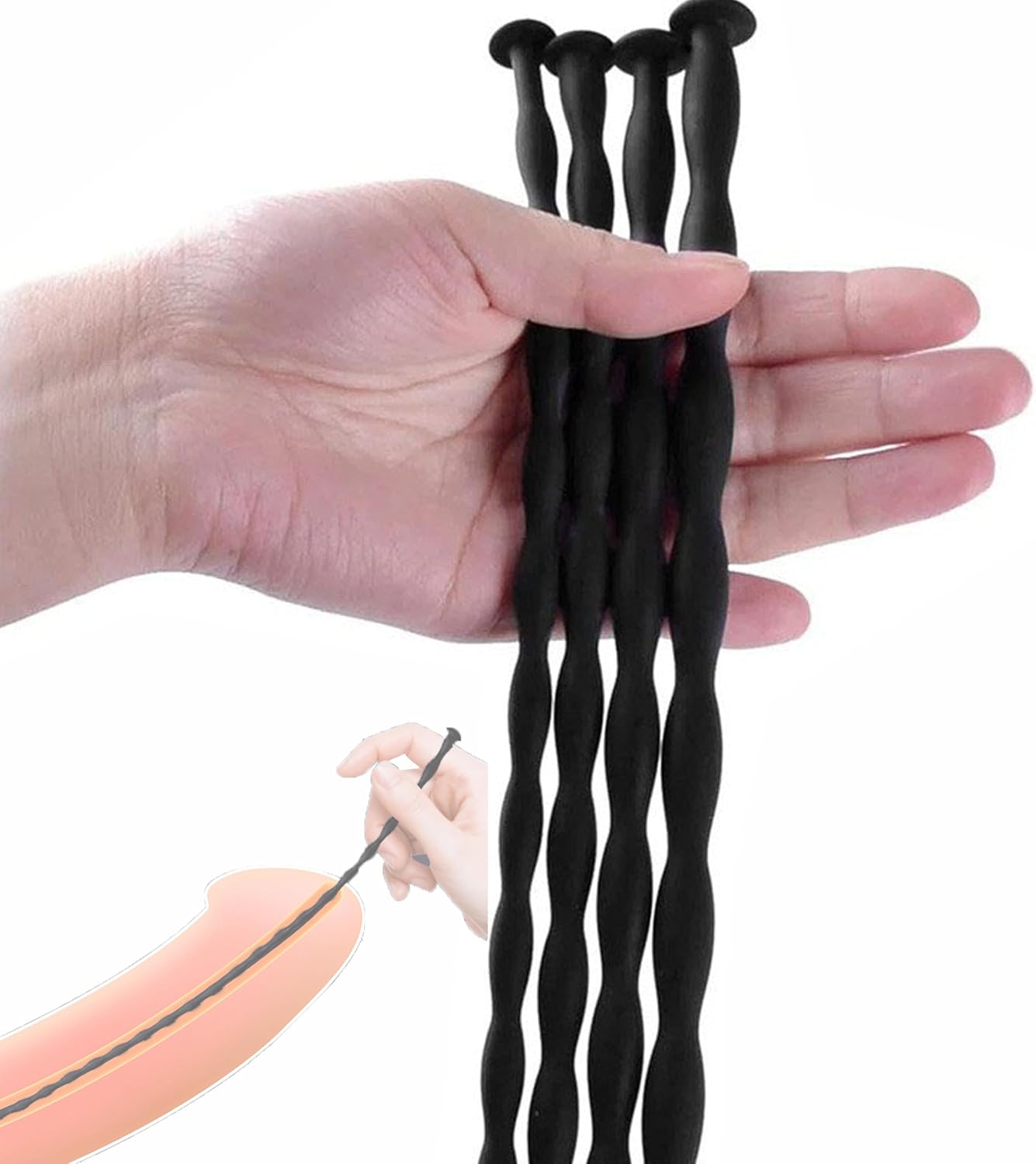 4/8 pcs Male Silicone Urethral Sounds Trainer Plug Urinary Dilator Stretcher Masturbation Rod Penis Plug Bladder Stimulation Fetish Sex Toy for Men (Thick 5-8)