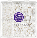 Sprinkles for Cake Decorating, 4 Sizes 4.76oz White Pearl Sugar Sprinkles with Nonpareils for Cake Cupcake Cookie Baking Dessert Donuts Topping