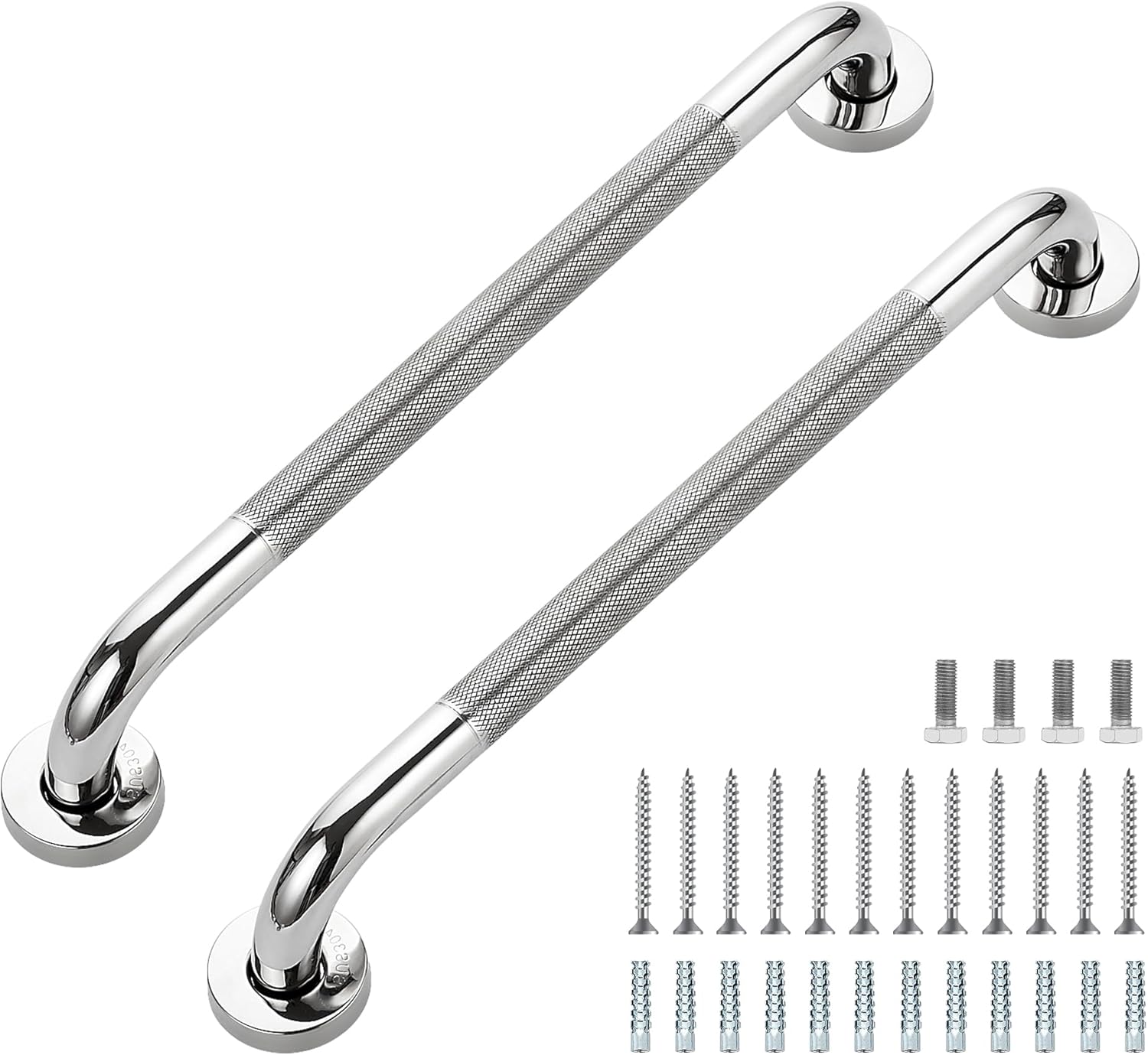 Grab Bars for Shower, 2 Pack 18-Inch Anti Slip Shower Handles for Elderly, Safety Shower Grab Bar, Stainless Steel Handicap Grab Bars for Bathroom (Polished Nickel 1" Diameter)
