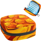 Sanitary Napkin Storage Bag, Zipper Period Pouch for Teen Girls Women, Portable Menstrual Tampons Collect Bags Basketball
