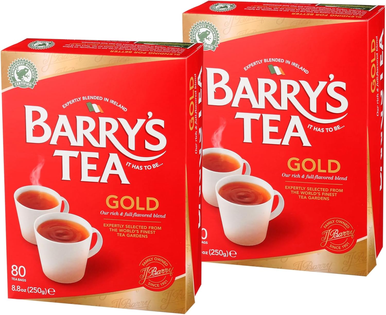 Barry's Tea Gold Blend 80 count Tea Bags (Pack of 2)