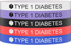 5PCS Medical Alert Bracelet for Men Women, Medical Alert ID Silicone Wristband for Diabetic D.N.R Pacemaker Epilepsy