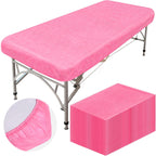 Mixweer 30 Pcs Oilproof and Waterproof Massage Table Sheets Fitted Spa 39 x 87 Inches Bed Cover Disposable Protective Sheets for Beauty Salon Skincare(Pink)