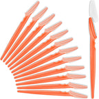 12 Pcs Orange-red Eyebrow Razors, Face Razors Multipurpose, Exfoliating Dermaplaning Tools, Eyebrow Trimmers Shaver with Protective Cover, Facial Hair Removal for Women Men Body Use