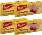 Bauducco - Strawberry Wafer - 5.82 Oz (Pack of 04) | Biscoito Wafer de Morango - 165g