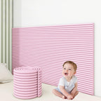 3D Anti-Collision Wall Cushion Padding, Peel and Stick Headboard Upholstered Wall Panels, Self-Adhesive Wall Panel for Bedroom/Living Room/Tatami/Playroom(Pink,5.9" x 78.7")