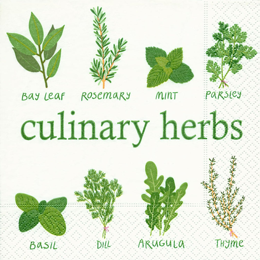 IHR Ideal Home Range Party Napkins Disposable 3-Ply Paper Lunch Napkin Pack, 6.5" x 6.5", Culinary Herbs, 20-Count